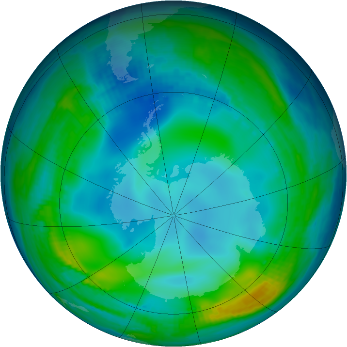 Antarctic ozone map for 06 June 1999